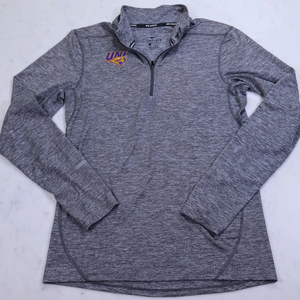 Nike Running UNI Panthers Dri-FIT‎ Quarter Zip Grey Heathered Top Womens Small